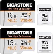 [10x High Endurance] GIGASTONE Industrial 16GB MLC Micro SD Card 2-Pack, 4K Video Recording, Security Cam, Dash Cam, Surveillance Compatible 95MB/s, U3 C10, with Adapter [5-Yrs Free Data Recovery]