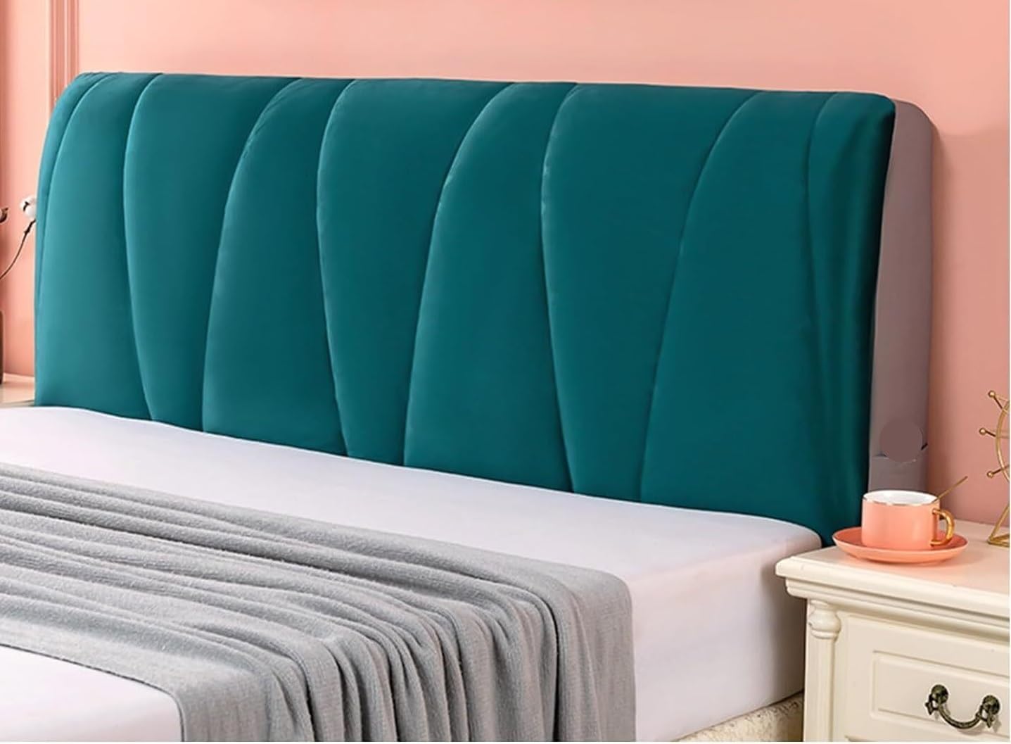 Bed Headboard Covers,Dustproof Protector Cover,Headboard Slipcover, Bed Headboard Cover Protector Padded Velvet Dustproof Stretch Solid Color Quilted Bed Head Covers, Pink,210x60cm (Color : Blue, S