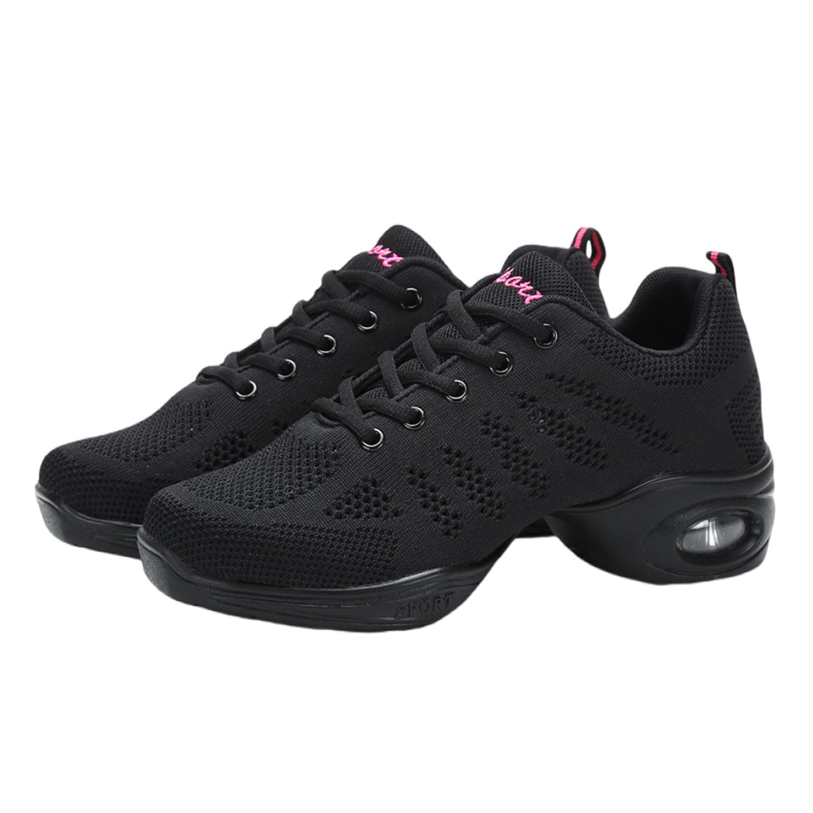 Leichtrit Women's Black Split Sole Dance Trainers,Dance Sneakers For Mesh Split Sole,Breathable Dance Sneakers,Shock-Absorbing,Comfortable,Split Sole,Mesh,For Jazz,Latin,Quickstep,Viennese Waltz