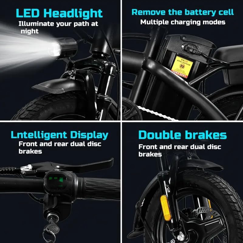 LED Headlight, Intelligent Display, and Battery Removal