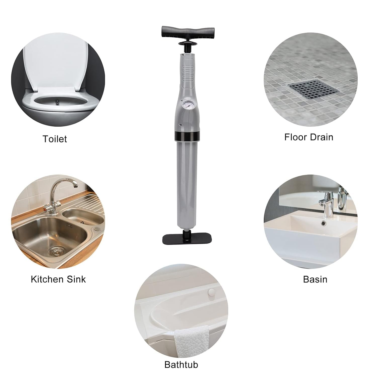Toriox Air Toilet Plunger, Toilet Plunger Dredge Pipe Blaster Drain Cleaner High Pressure Drain Pump Pipe Dredge Cleaner for Bathroom, Kitchen, Bathtub Sink 3