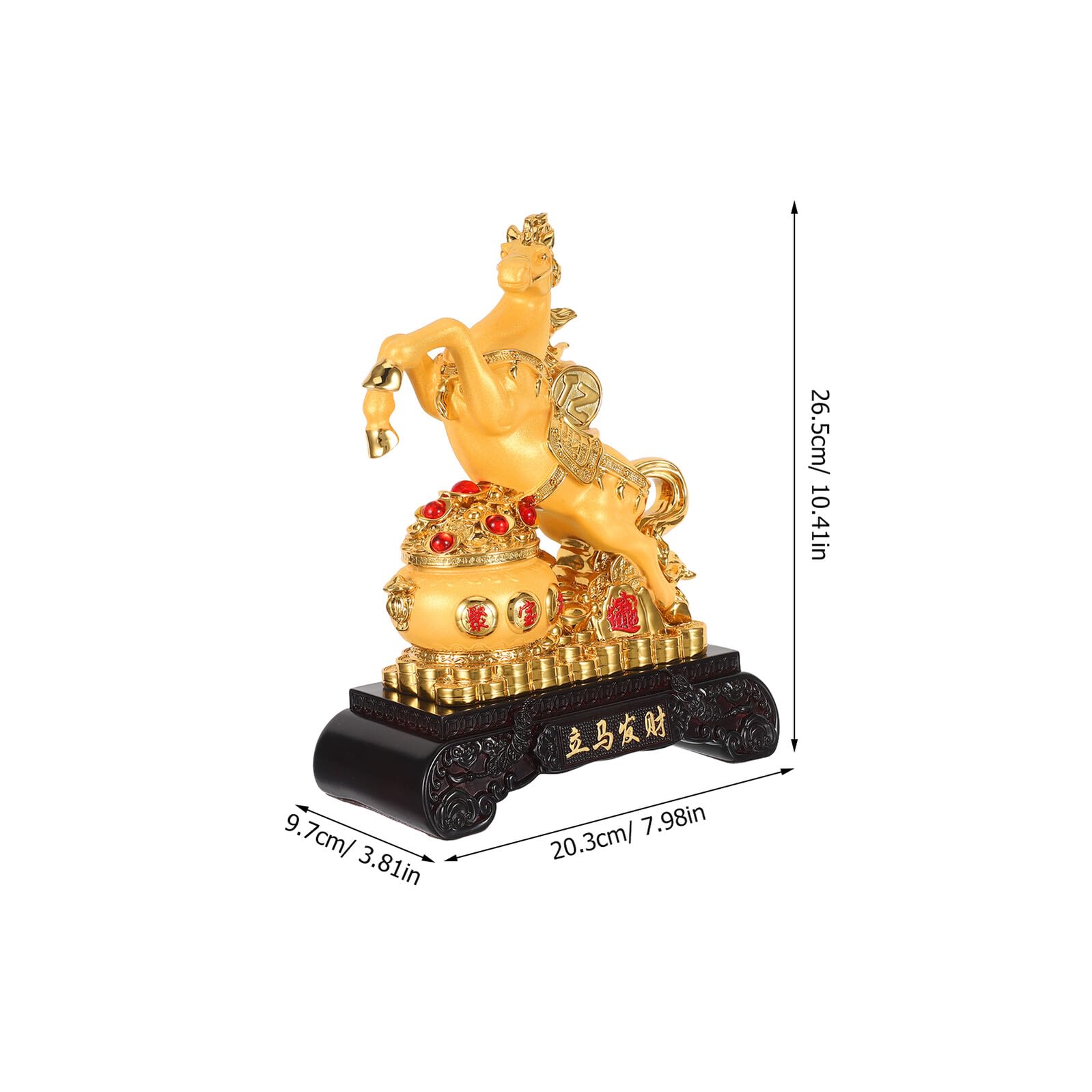 Pferdeskulptur aus Kunstharz im Feng Shui Stil Elegante Goldene Pferdefigur für Wohnzimmer und Büro Platzsparendes Design zum Chinesischen Neujahr 2026