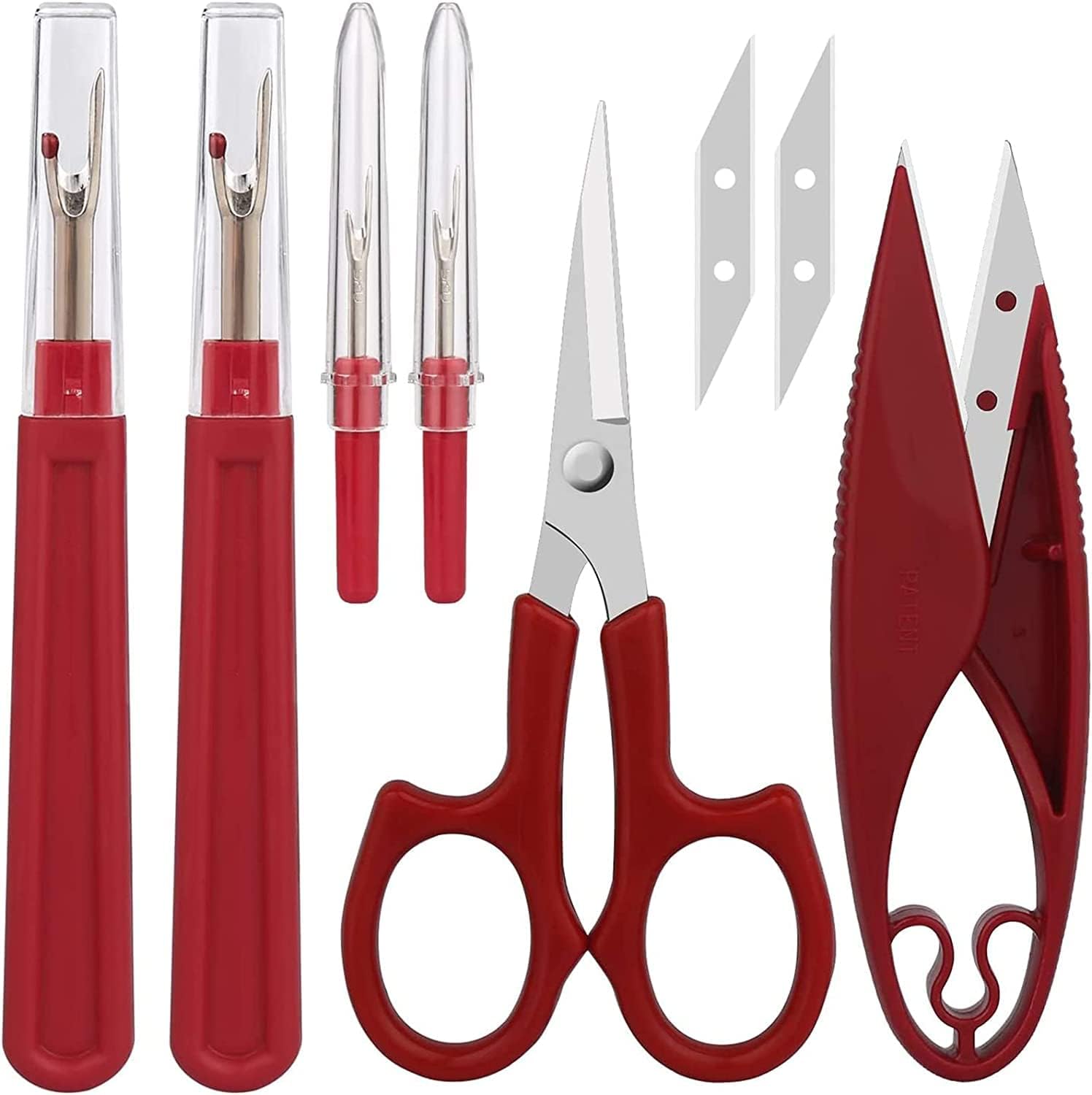 SYOSIHigh-Quality Sewing Seam Ripper Set with 2 Large and 2 Small Seam Rippers, Thread Snips, and 5-Inch Scissors for Easy Stitch Removal and Thread Cutting