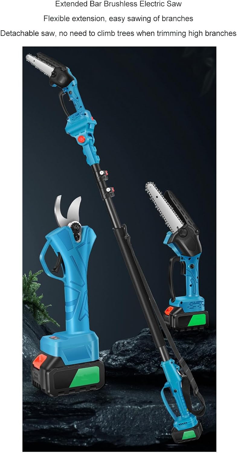 Cordless Electric Pruner Kit, 180 Degree Adjustable Pruning Shears and Mini Chainsaw with Telescopic for BL18
