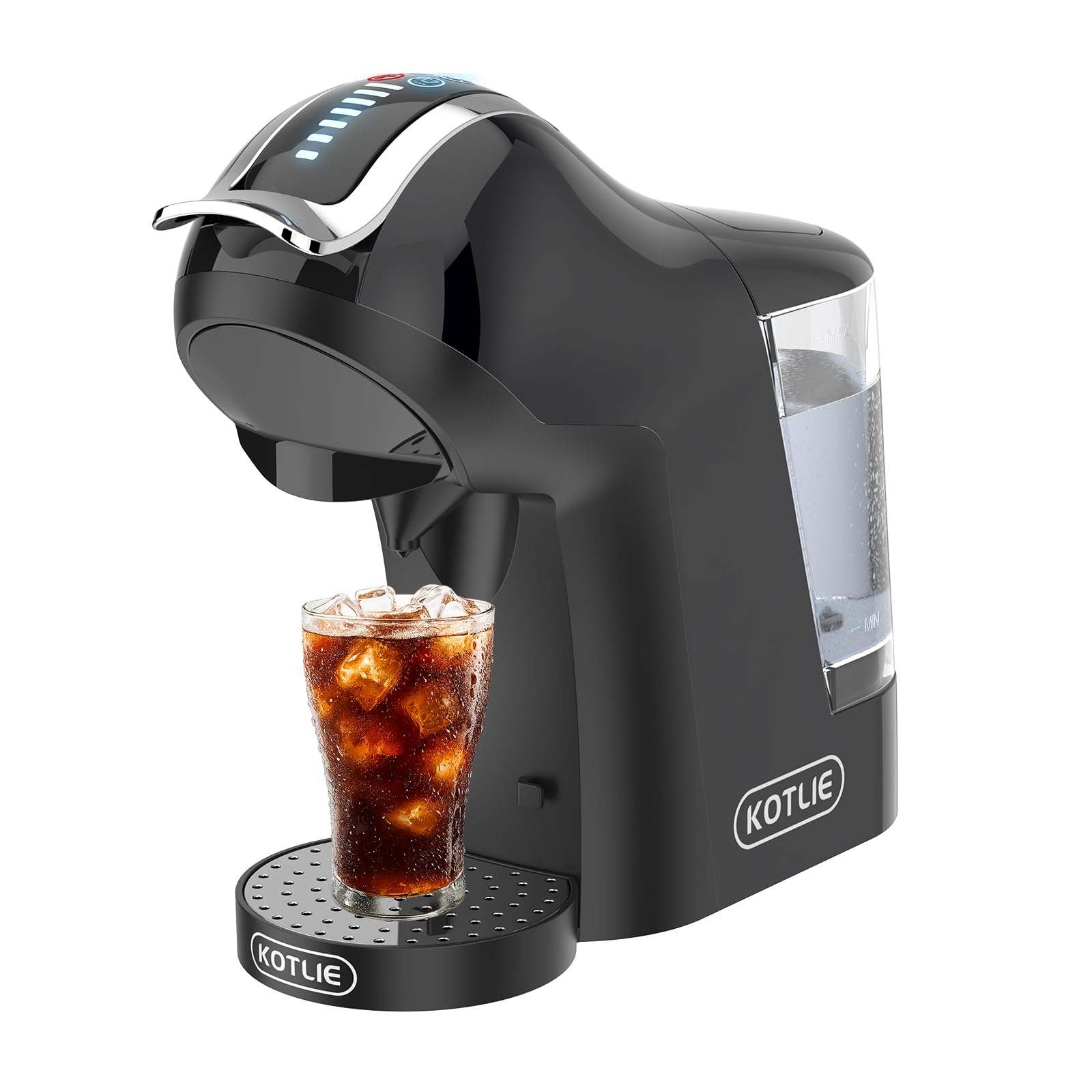 Photo 1 of KOTLIE Single Cup Coffee Maker, Multi Capsule Machine Compatible With Various Capsule Types, 4 Temperature Settings, 7 Water Volume Levels,19 Bar(Glossy Black)