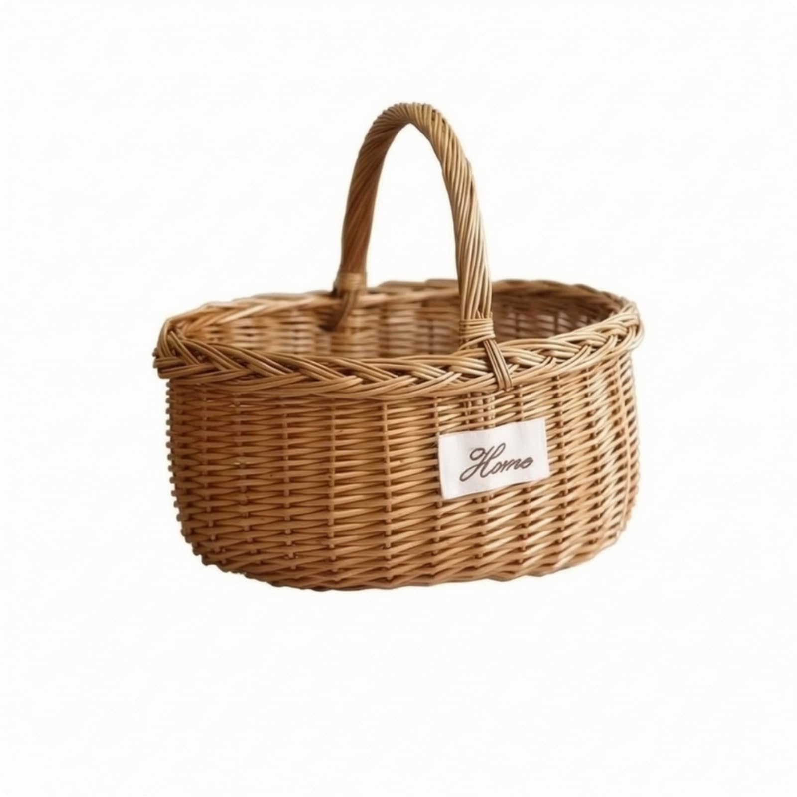 Cestino da Picnic Intrecciato Cesto Intrecciato Cestino Portaoggetti Cesto con Manico Cesto Decorativo Artigianale con Manico Finitura Naturale, Grande