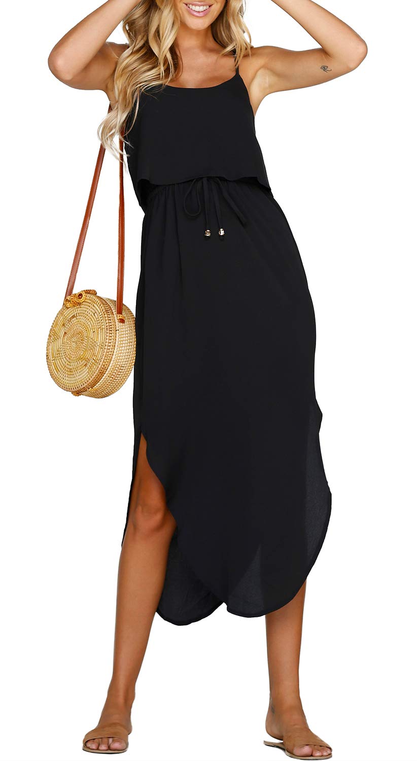 ZJCTUO Damen Sommerkleid Spaghetti Strap Boho Lange Casual Elegant
Kleider Partykleid Strandkleid