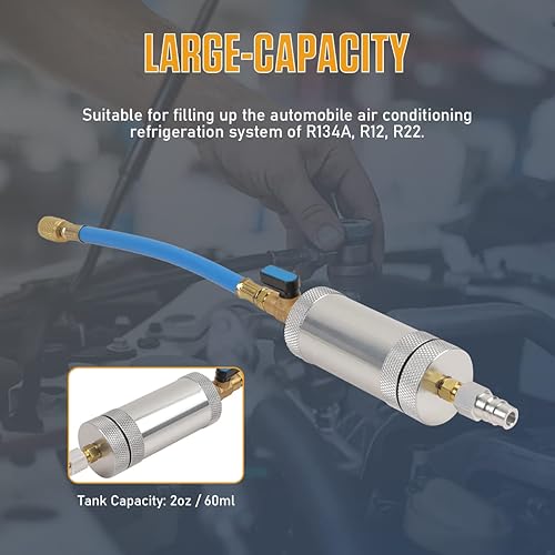 Miniatura 3 de Herramienta de inyector de aceite de CA R134A Kit de inyector de aceite para compresor con acoplador rápido a presión de 2 onzas para automóvil HVAC