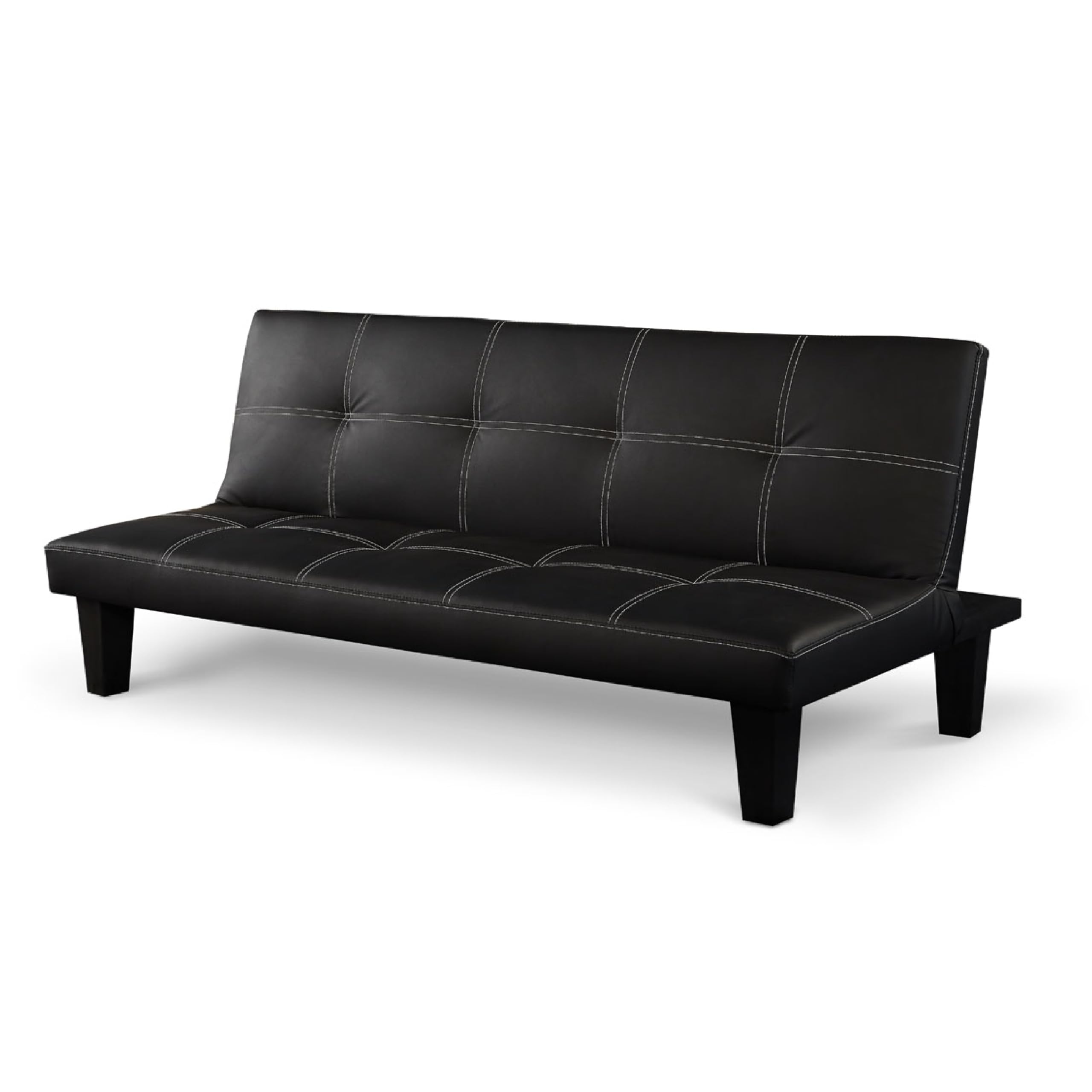 Baroni Home Sofá cama de piel sintética de 3 plazas convertible en cama acolchado, sofá reclinable con patas de plástico para salón, habitación de invitados, apertura 88 cm, 166 x 75 x 70 cm, piel