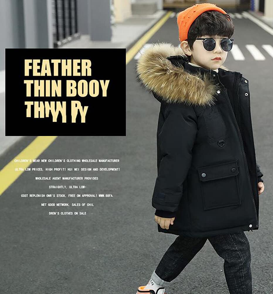 Abrigo para niño con capucha, manga larga, relleno de invierno, cuello de piel, para niño, chaqueta de invierno