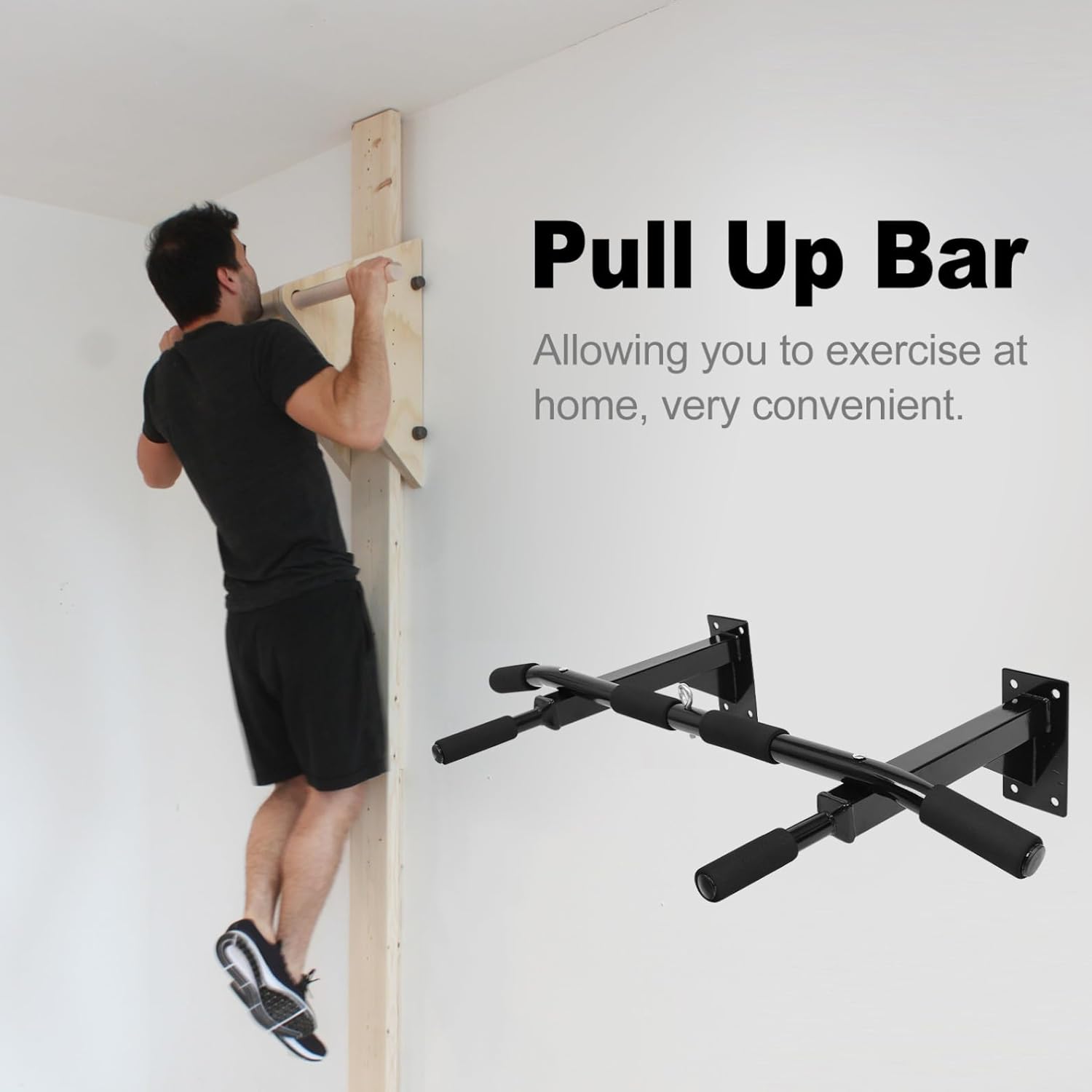 Abaodam Adjustable Pull up Bar for Home Upper Body Workout, Heavy Duty Horizontal Fitness Bar Wall Mount, Strength Training Equipment for Home Gym and Office Use