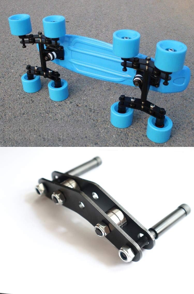 (Set of 2) Tandem Axle Wheel Kit Double Skateboard Wheeled Set for Skateboarding Cruiser Longboard Penny Truck