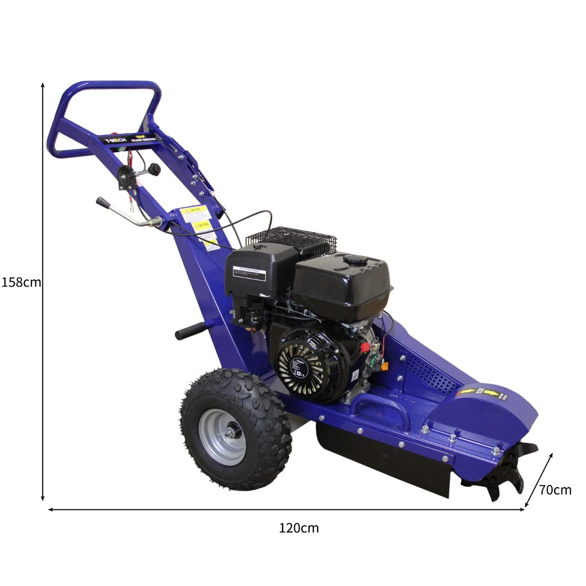 Rogneuse de Souche Déchiqueteuse Racines Moteur 15 CV 4 Temps 9 Lames Tungstène Coupe 22,5 Sous Sol / 51.5 cm Dessus Sol [PPE + Kit Entretien GRATUITS] Jardinage Aménagement Paysagiste T-Mech