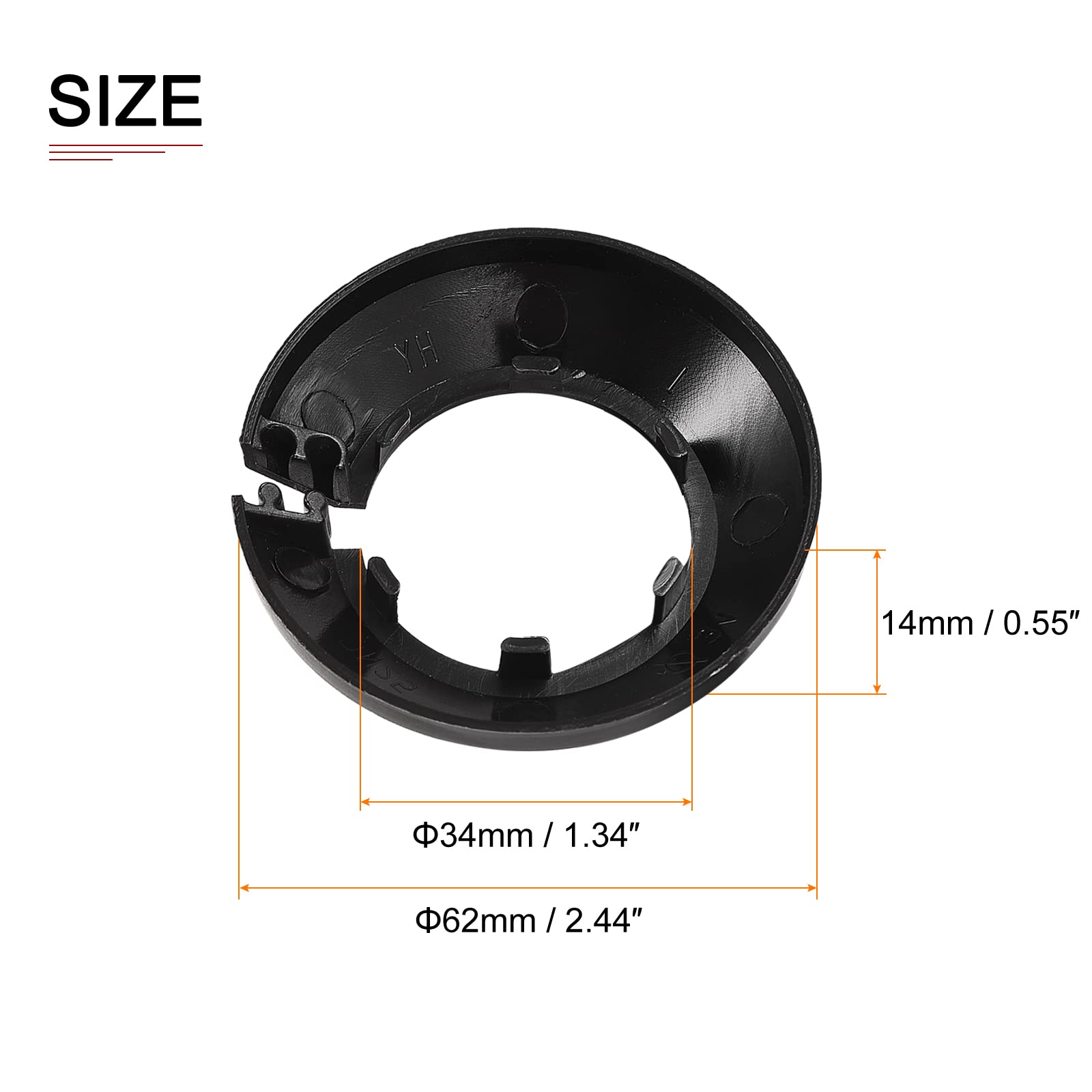 DTGN 62x14mm(DxT) Pipe Cover Decoration - 10Pack - Good for Bathroom Kitchen 34mm Dia Pipe - PP Plastic Escutcheon - Black - Image 2