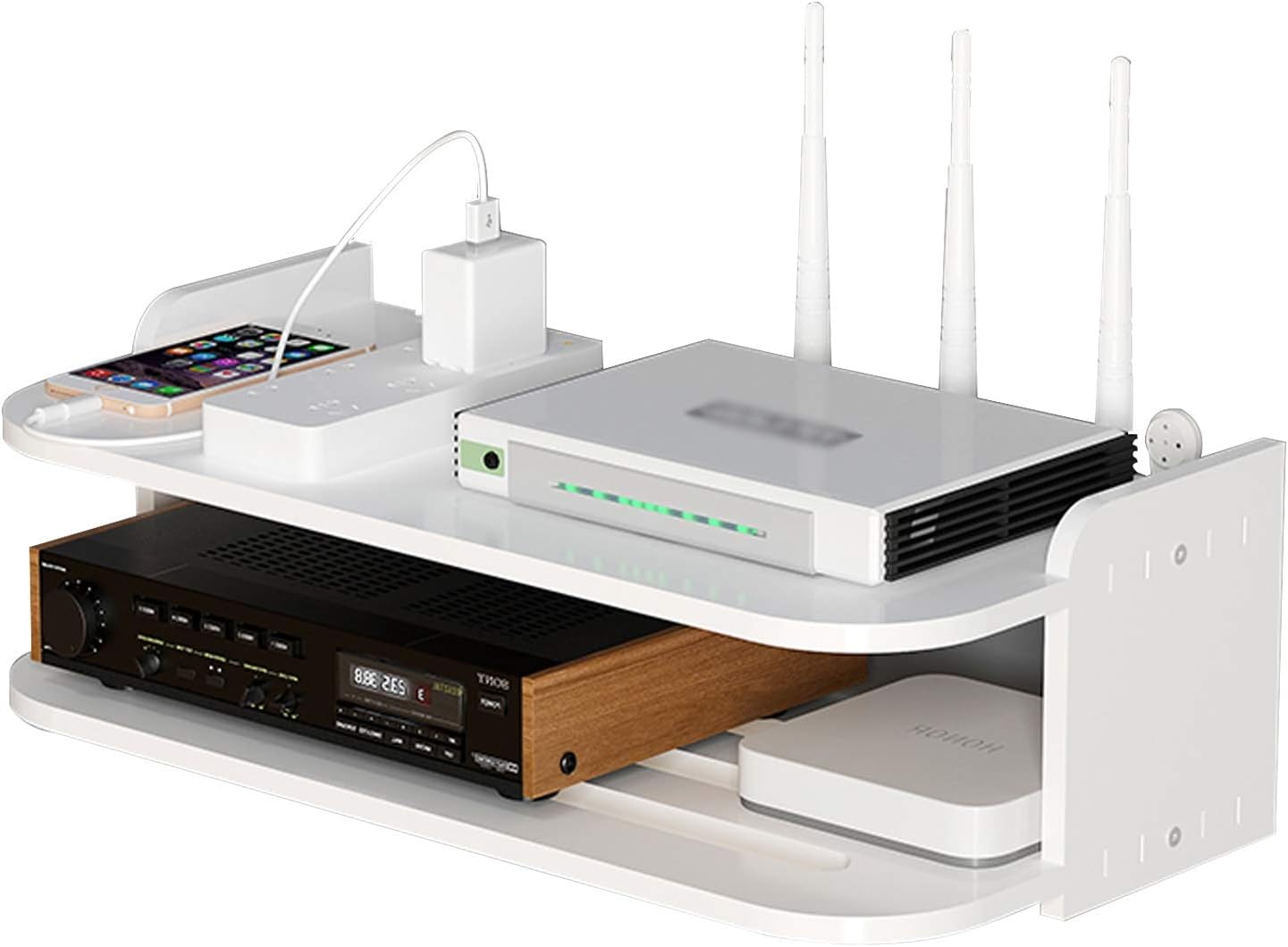 BOCbco Mini Floating Shelf for Tv Components,Wall Mounted Media Console