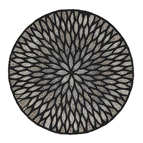 Saro Lifestyle Beaded Design Placemats (Set Of 4), Black, 15" (3517.Bk15R) #TOP2