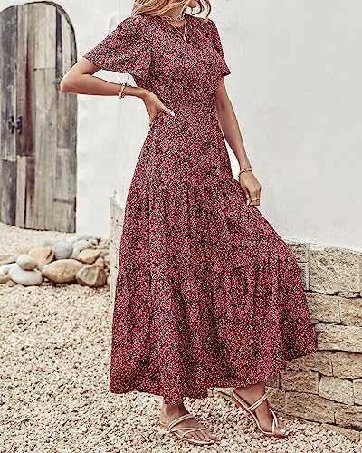 Image of PRETTYGARDEN Women's Casual Smocked Boho Floral A-Line Maxi Dress 2026