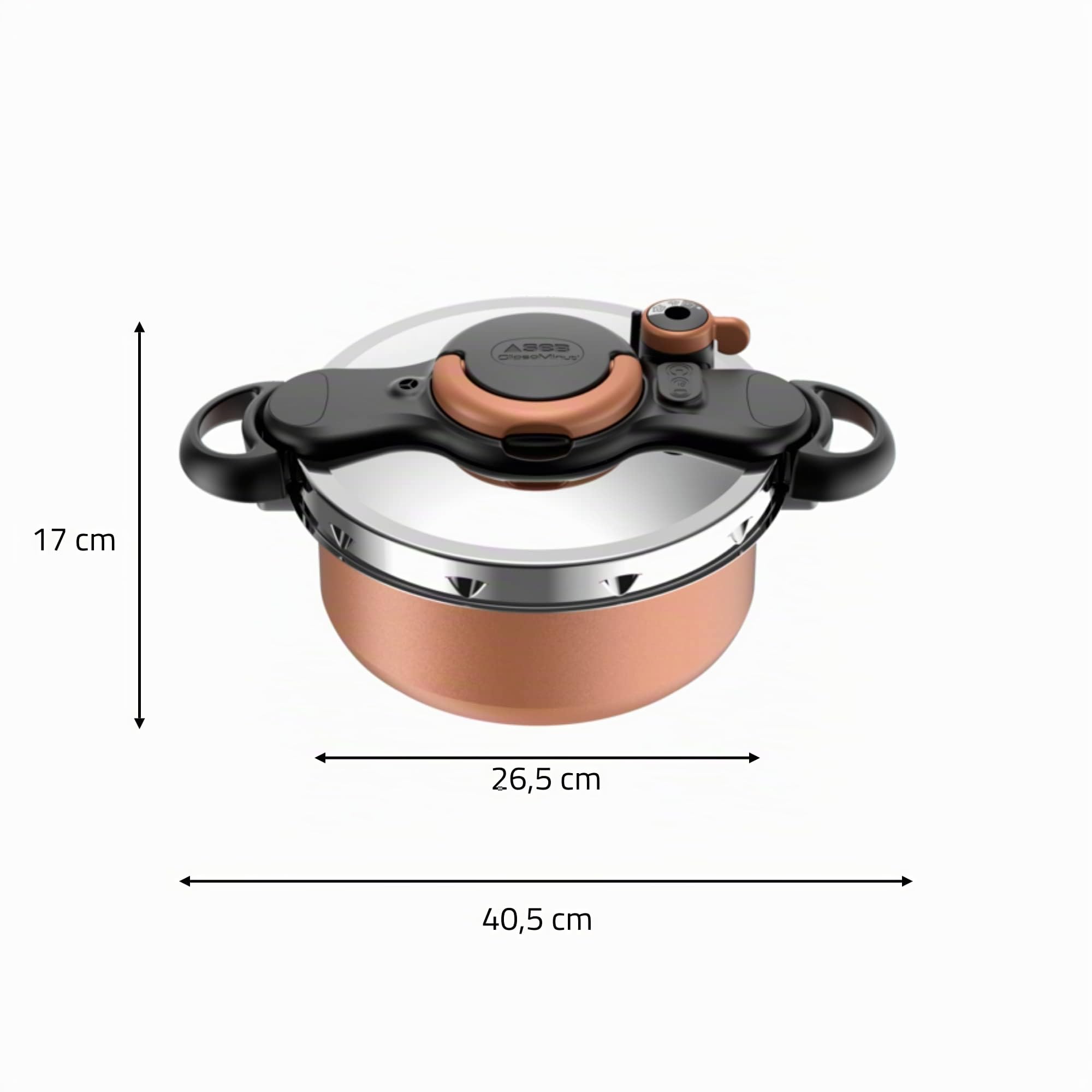 Seb ClipsoMinut' Duo 5L - Pentola a pressione, effetto rame, rivestimento antiaderente per tutti i fuochi, a induzione, produzione francese P4705101, tabacco/acciaio inox