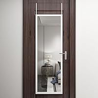 Whitebeach 48x16 Full Length Over the Door Mirror - Shatterproof HD Wall Mounted Hanging Mirror for Bedroom Bathroom White Frame