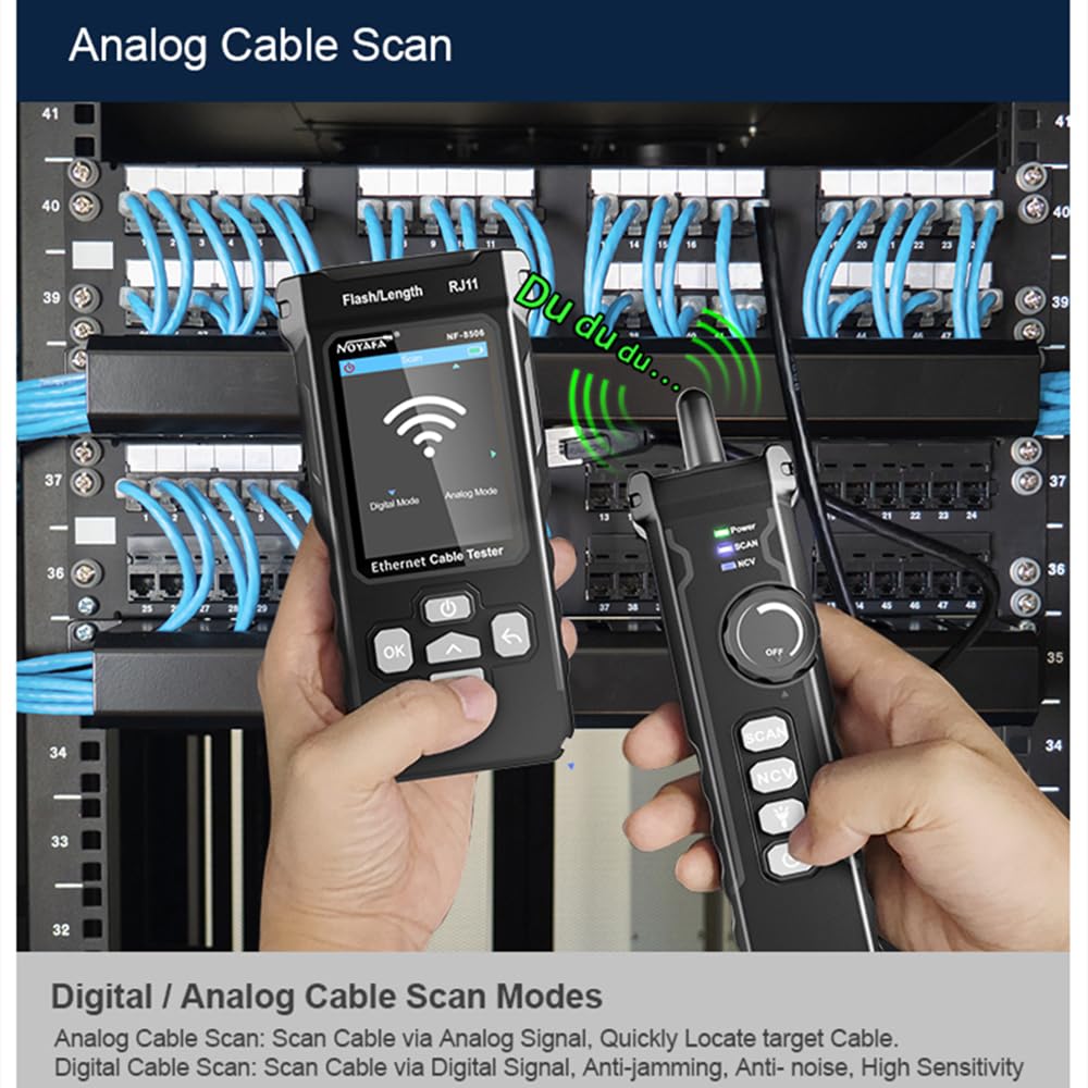 NF-8506 Netzwerk-Kabeltester mit IP-Scanner, TDR, PoE, Ping-Test und Netzwerkgeschwindigkeitstest - Ethernet-Kabeltoner für RJ11/RJ45/CAT5/CAT6 LAN, Telefonkabel-Finder und Port-Flash-Tool (NF-8506)