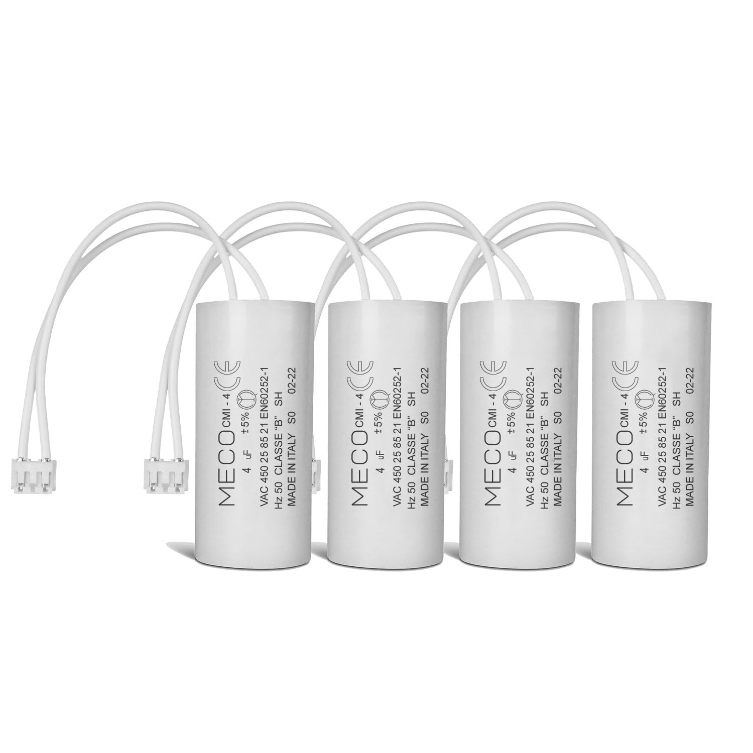 MECO - Set di 4 condensatori 4 uF motore tapparelle Bubendorff - Condensatore con connettore JST per riparazione Pro di tapparelle avvolgibili, alta qualità e lunga durata, fondo piatto 450 V