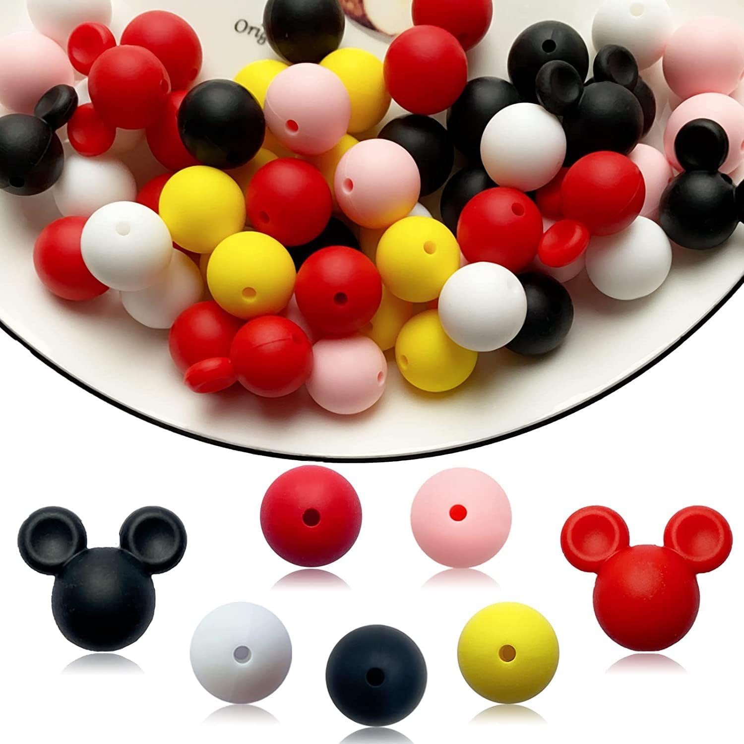 15mm Silicone Beads Bulk for DIY Keychain Making Kit Silicone Focal Beads for Beadable Pens, 56pcs