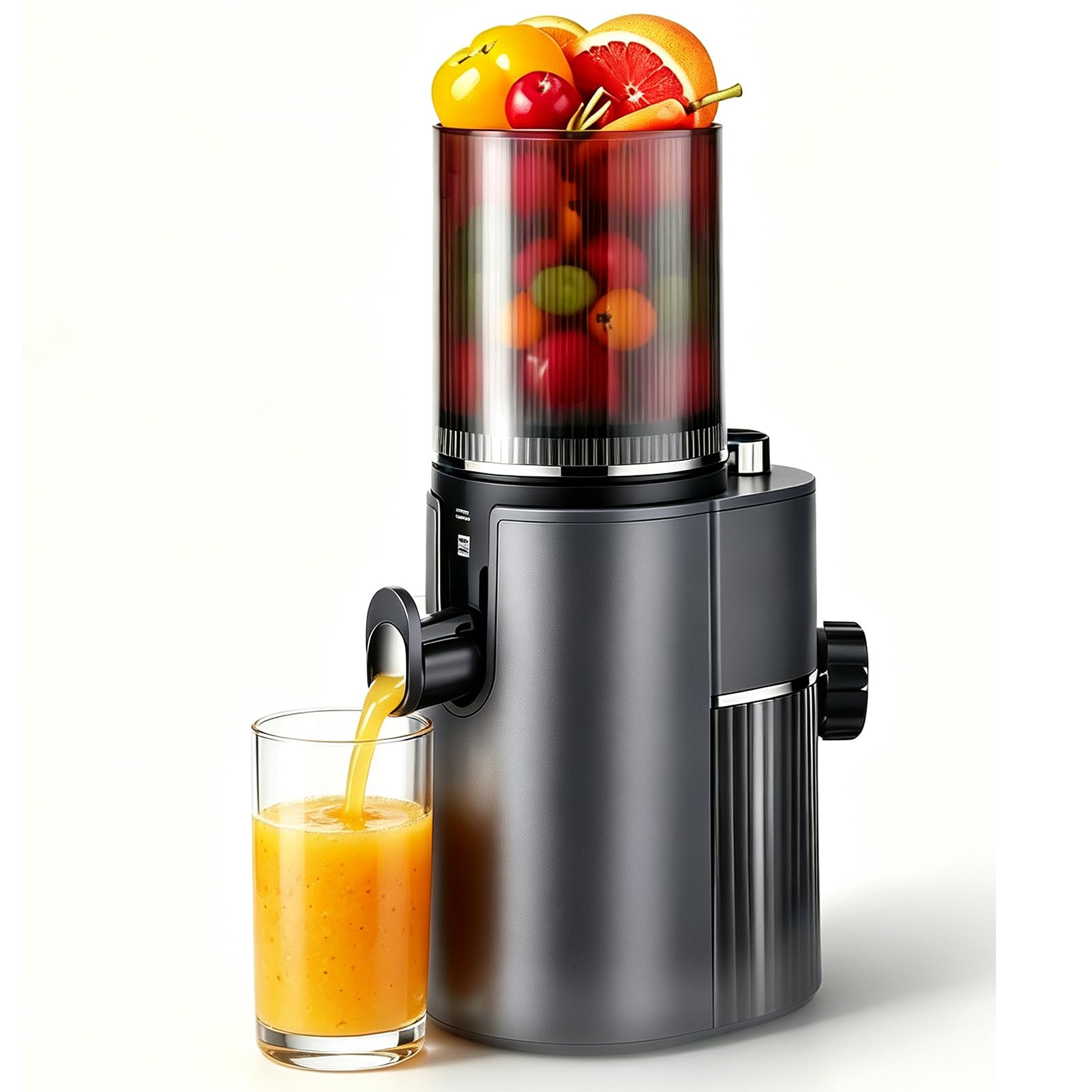 Máquina Eléctrica de Zumo de Naranja, Exprimidor Masticador de 350W | 45 Rpm, Baja Velocidad, Alto Rendimiento de Jugo, Canal de Alimentación Ancho, Función Inversa(black)