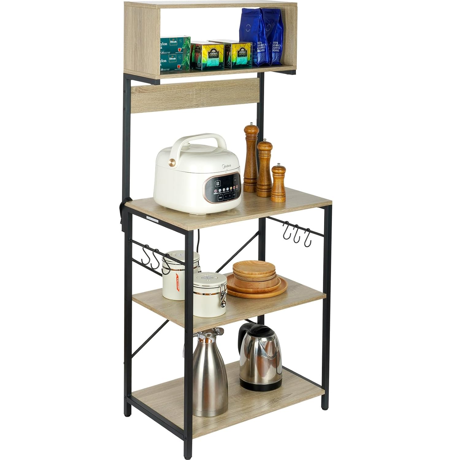 Étagère Cuisine 6 Niveaux COSTWAY - Support Micro-ondes, Rangement Bouteilles