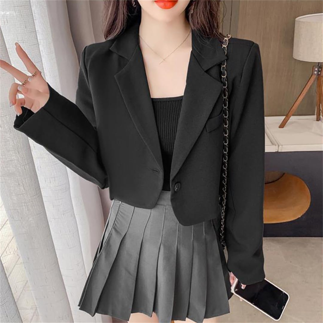 Giacca Da Abito Stile Coreano Da Donna Tinta Unita Giacca Semplice A Bottone Singolo