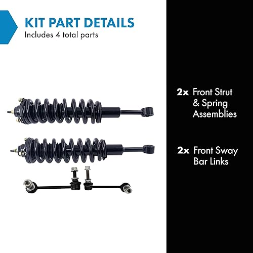 Miniatura 786 de TRQ Kit de suspensión delantera, conjunto de amortiguadores y resortes, barra estabilizadora, enlace estabilizador compatible con Chevrolet
