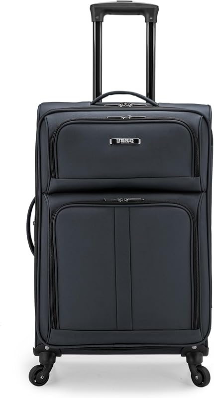 Anzio Softside Expandable Spinner Luggage, Dark Grey, Checked-Medium 26-Inch