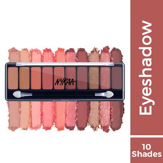 Nykaa Cosmetics Eyes On Me 10-in-1 Eyeshadow Palette, Beachside Peach, 1 pc - Intense Pigment Eye Makeup - Long-Wearing Eye Shadow, Easy to Blend