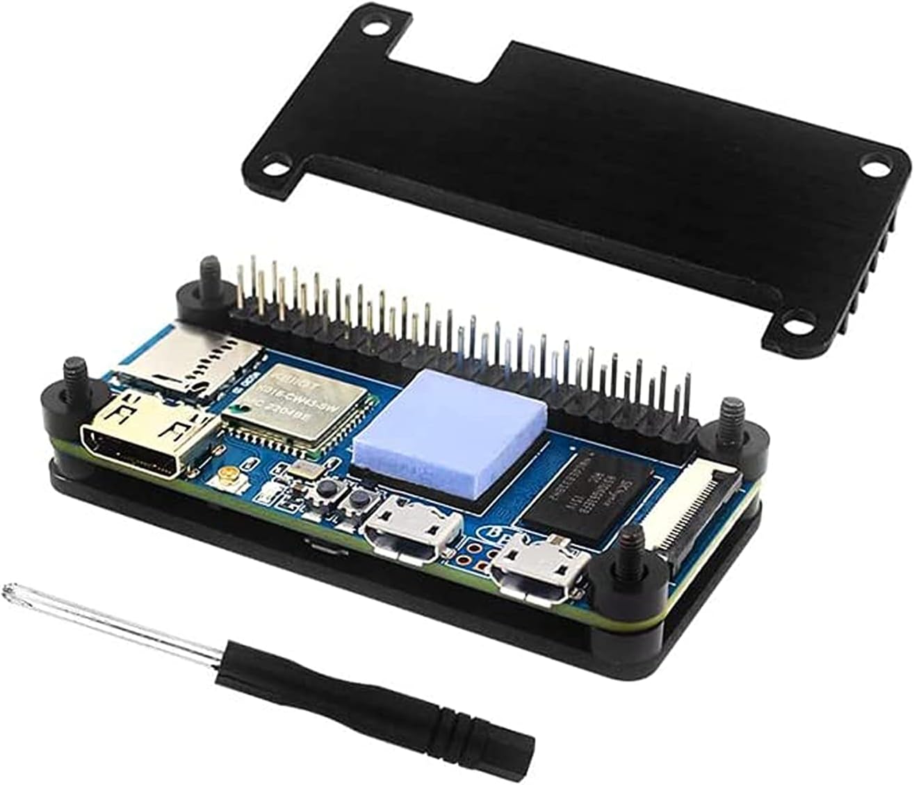 Banana Pi M2 Zero Alliwnner H3 IoT Open Source Single Board Computer Onboard Quad Core Cortex-A7 CPU 512MB DDR 3 RAM WiFi Bluetooth Support Android Linux (with Metal Case Set)