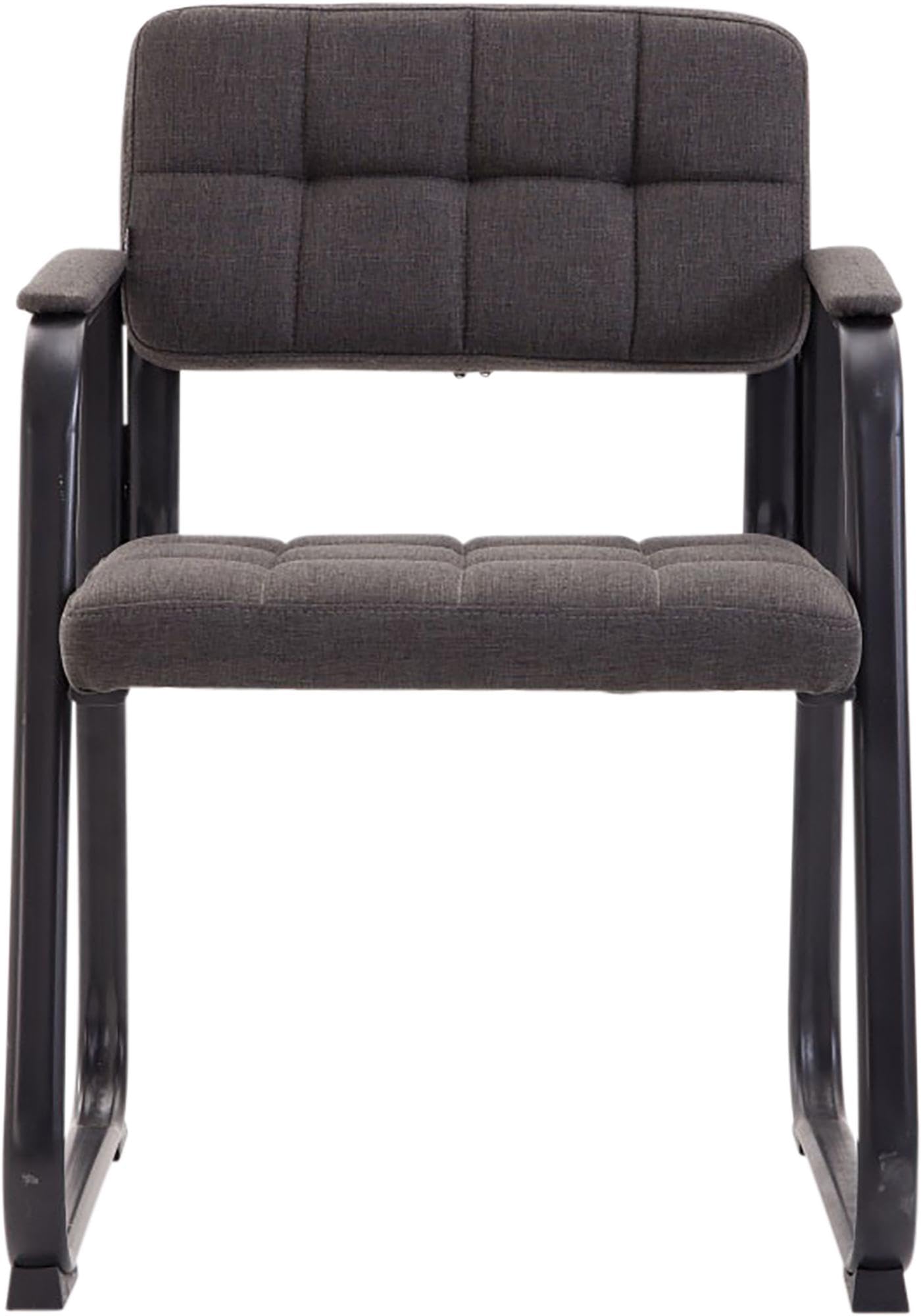 CLP Sedia con braccioli Canada B, sedia visitatore imbottita, struttura in metallo nero opaco, sedia da conferenza, sedia sala d attesa tessuto, Colore:grigio scuro