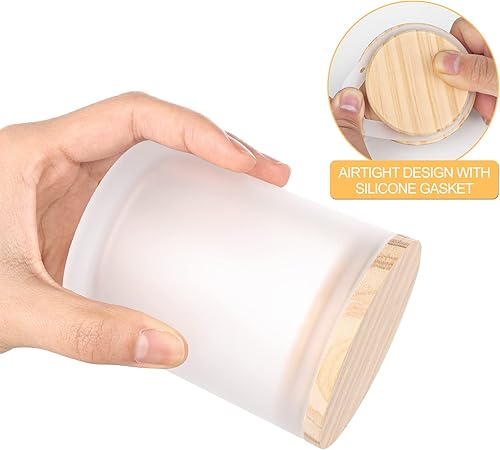 Miniatura 9 de SHOWIN Tarros de vela gruesos de 7 onzas para hacer velas, 20 unidades, tarros blancos vacíos con tapas de madera para tarros de especias,