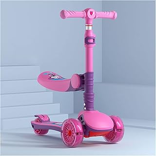 Scooters for Kids Scooters for Adults 3 Wheel Kick Scooter, Kick Scooter For Kids，Children's Scooter With Folding Seats 4 Level Adjustable Heights Glowing Wheels，For Children Over 3 Year Old