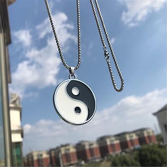 JFASHOP Yin Yang Bracciale in argento Sterling 925 Taichi Coppia BFF Collana con ciondolo a forma di montagna e sole, 2 pezzi Yin Yang, gioielli regalo per uomo e donna, Extra, Argento