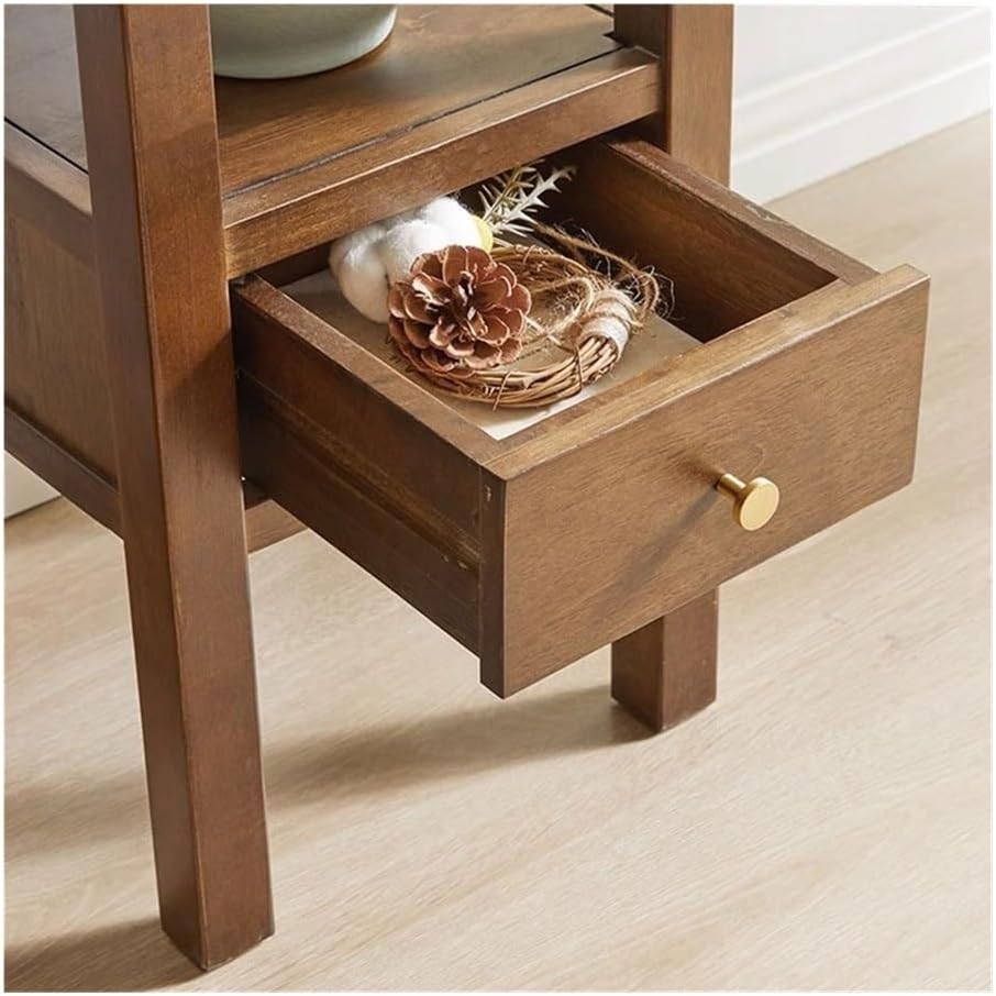 Vase Stand Multiple Wood Plant Stand with Drawers, Indoor Outdoor Walnut Colour Bonsai Base