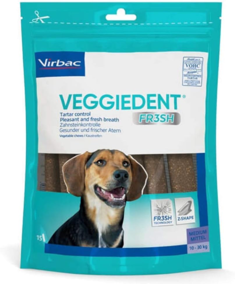 VeggieDent Dog Dental Chews | Helps Clean Teeth | 10-30kg Dog | 15