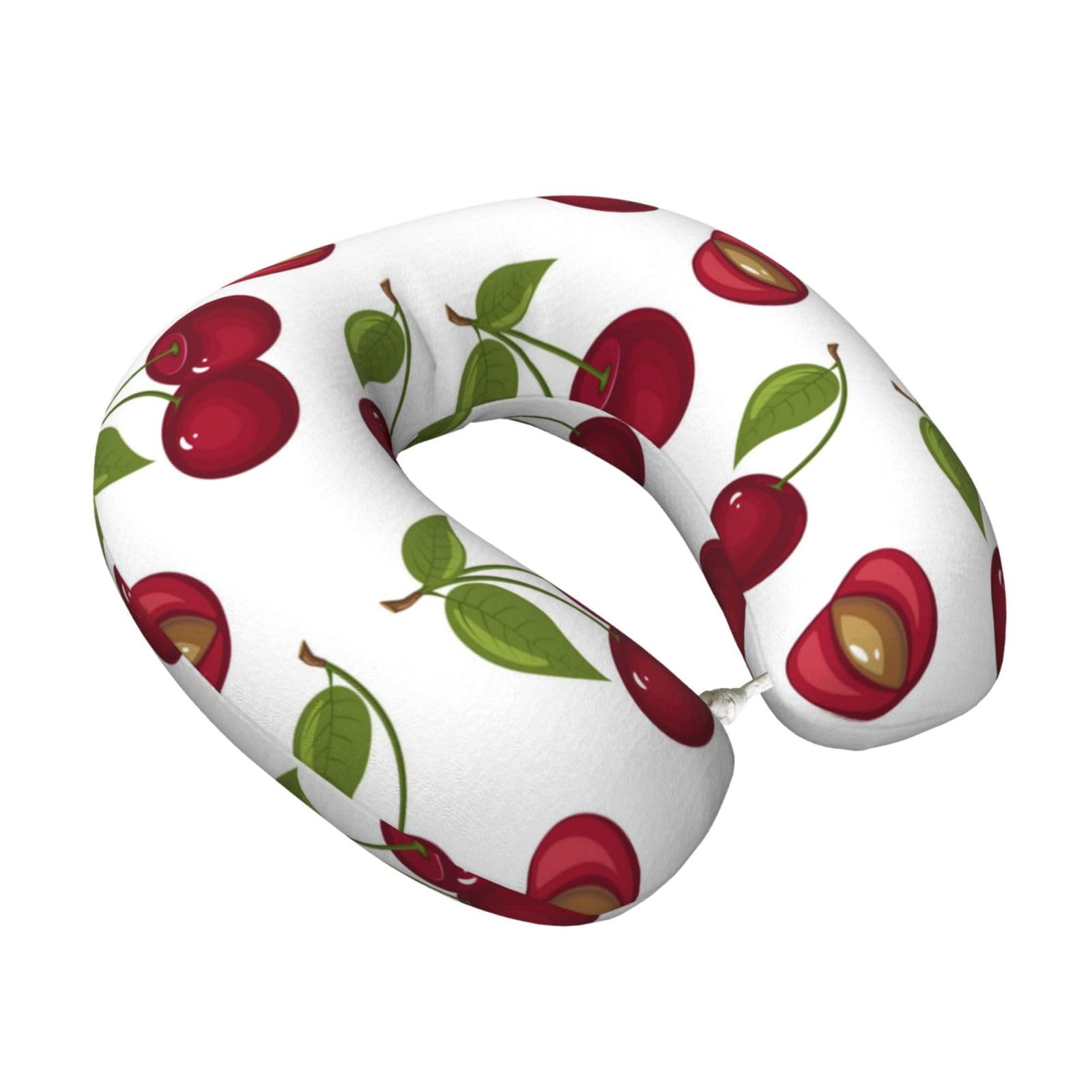 LKYMOH Cherry 1, Travel Neck Pillow U-Shaped Memory Neck Support Soft Comfortable With Washable Cover For Airplane Car Traveling and Office