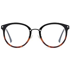 SOJOS Retro Round TR90 Blue Light Reading Glasses Womens Mens Readers Computer Glasses Eyewear Frame SJ9001, Black&Tortoise Frame 2.00 x