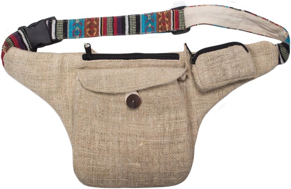 Kamama Natural Hemp Cross Body Bag Hip Bag Waist Bag Fanny Pack