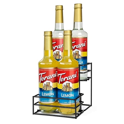 MCSAPIL Coffee Syrup Rack (4 Bottle Capacity)，Coffee Syrup Organizer for