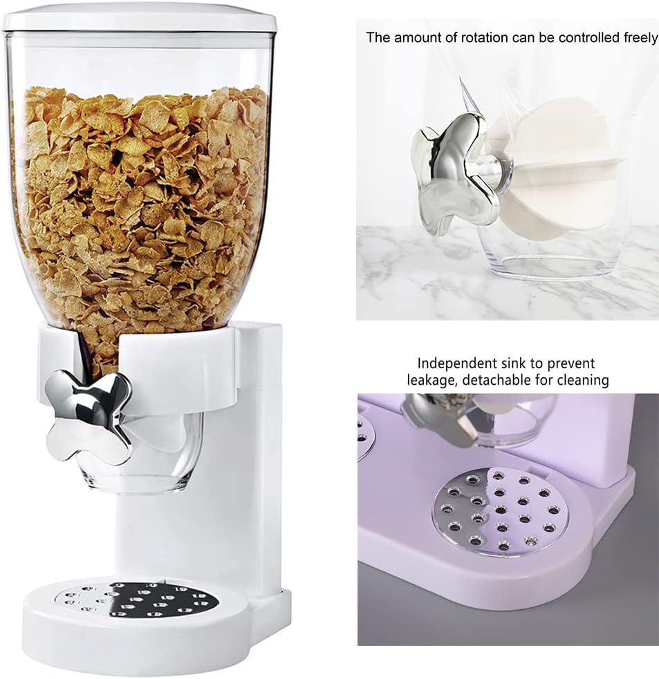 Cereal Dispenser Countertop Dry Food Dispenser Countertop Food Storage Containers Oatmeal Rice Dispenser Multigrains Storage Cans, for Nuts Candy Kitchen Storage Tool,White