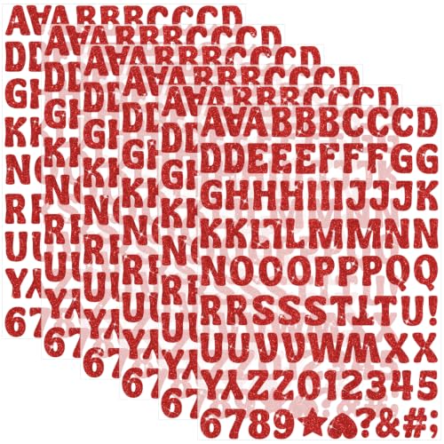528 PCS Glitter Letter Stickers,6 Sheets 1 Inch Alphabet Stickers, Red