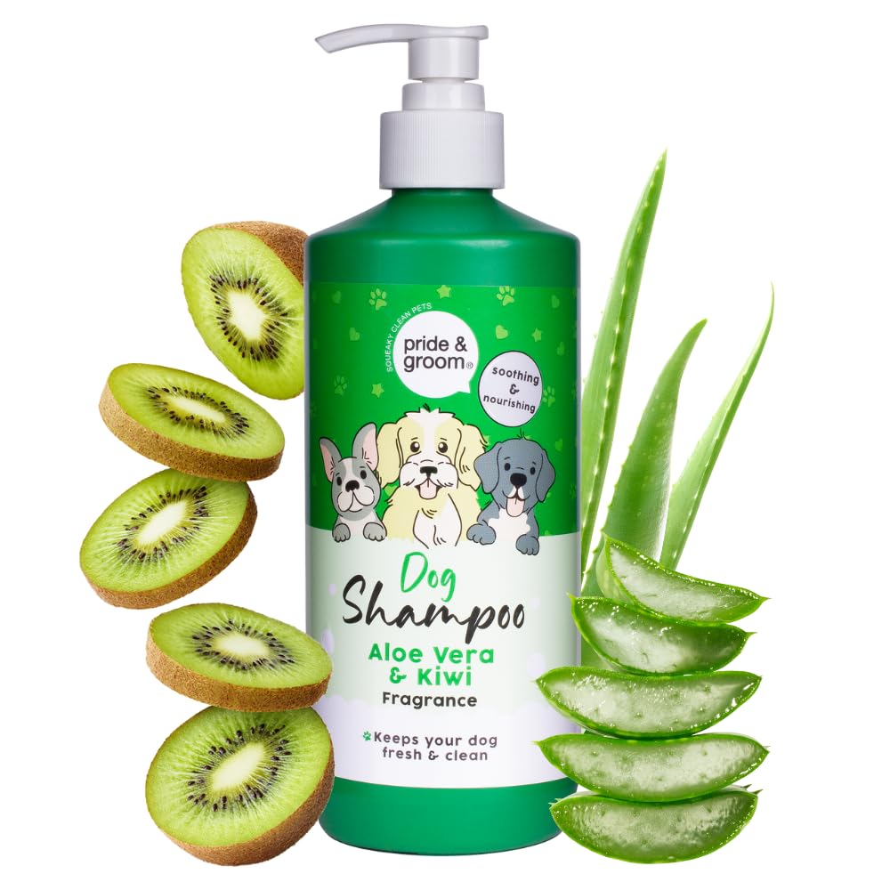 Pride & Groom Dog Shampoo - Keeps Your Dog Fresh and Clean | Soothing and Nourishing (Aloe Vera & Kiwi, 500ml)
