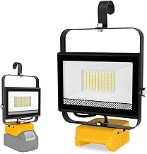 T-SUN Cordless Wide Beam LED Work Light for Dewalt 18V Battery, 60W Portable Jobsite Flood Light with USB Charging Port, Indoor Outdoor Flashlight Spotlight for Camping/Emergency/Garage(No Battery)
