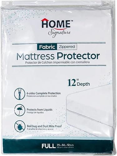 Protector de colchón impermeable con cremallera  Carcasa de 6 lados, a prueba de chinches y ácaros del polvo, cubierta de 12 pulgadas de profundidad