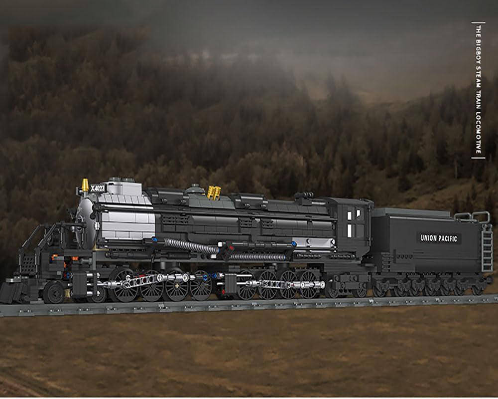 BIGBOY Steam Train Building Kit and Engineering Toy, BIGBOY Locomotive with Track Display Set, Collectible Steam Locomotive Display Kit, Gift for Train Lovers(1608Pieces)