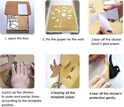 Vista 42 de Calcomanías de pared de árbol 3D, marco de fotos para bricolaje, marco de fotos familiar, murales, decoración de pared, sala de estar, dormitorio